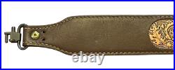 TOREL 4832 Rifle Gun Sling Deer Buck Acorns Stitched Leather Swivel EUC USA