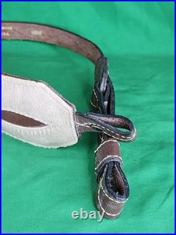 TOREL COWHIDE WHITE STITCHED PADDED SUEDE BACKED RIFLE Sling. T1