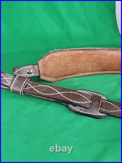 TOREL COWHIDE WHITE STITCHED PADDED SUEDE BACKED RIFLE Sling. T1