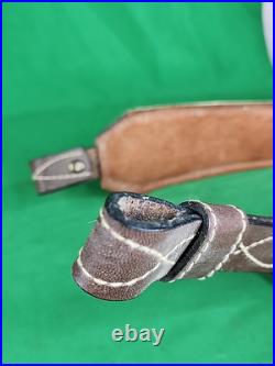 TOREL COWHIDE WHITE STITCHED PADDED SUEDE BACKED RIFLE Sling. T1