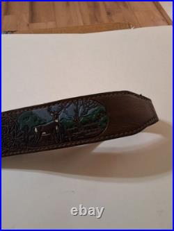 TOREL TOP GRAIN COWHIDE Made In U. S. A. 4885 Rifle Sling RARE DEER SCENE