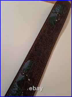 TOREL TOP GRAIN COWHIDE Made In U. S. A. 4885 Rifle Sling RARE DEER SCENE