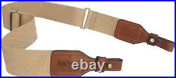 TOURBON 2-inch Cotton and Brown Leather Gun Sling Rifle Carry Japan From JPN