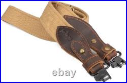TOURBON Canvas Leather Rifle Slings Hunting Easy-Adjust 1.5-inch Wide Gun Strap