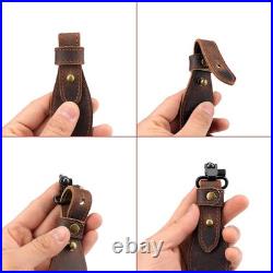 TOURBON Canvas Leather Rifle Slings Hunting Easy-Adjust 1.5-inch Wide Gun Strap