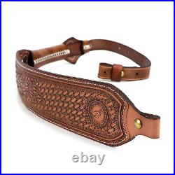 TOURBON Hunting Leather Rifle Sling Gun Carry Strap Shooting Finger Rest Adjust