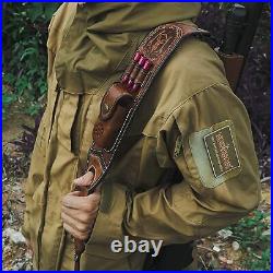 TOURBON Leather Ammo Holder Gun Sling with Pouch Thumb Hole Rifle Strap with