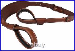 TOURBON Leather No Drill Rifle Sling Adjustable Gun Strap Non-Swivel Shotgun Sli