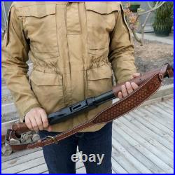 TOURBON Leather No Drill Rifle Sling Adjustable Gun Strap Non-Swivel Shotgun Sli