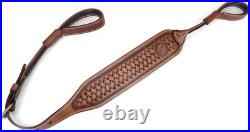 TOURBON Leather No Drill Rifle Sling Adjustable Gun Strap Non-Swivel Shotgun Sli