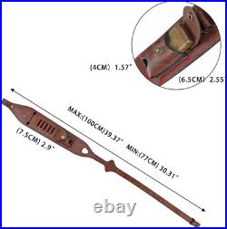 TOURBON Leather Rifle Gun Sling for Hunting, Length Adjustable Ammo Cartridge Ho