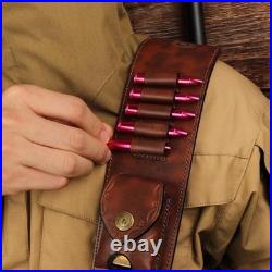 TOURBON Leather Rifle Gun Sling for Hunting, Length Adjustable Ammo Cartridge Ho