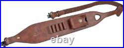 TOURBON Leather Rifle Gun Sling for Hunting, Length Adjustable Ammo Cartridge Ho
