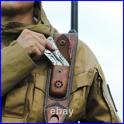 TOURBON Leather Rifle Sling Gun Ammo Hold Strap Folding Pocket Knife Carry Case