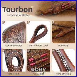 TOURBON Leather Rifle Sling Gun Muzzleloading Ammo Strap Barrel Mounted