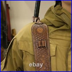 TOURBON Leather Rifle Sling Gun Muzzleloading Ammo Strap Barrel Mounted