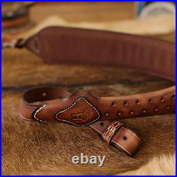 TOURBON Leather Rifle Sling Gun Muzzleloading Ammo Strap Barrel Mounted