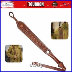 TOURBON Leather Rifle Sling Gun Muzzleloading Ammo Strap Barrel Mounted Connect