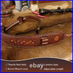TOURBON Leather Rifle Sling Gun Muzzleloading Ammo Strap Barrel Mounted Connect