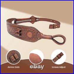 TOURBON Leather Rifle Sling Gun Muzzleloading Ammo Strap Barrel Mounted Connect