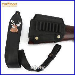 TOURBON Leather Rifle Sling Gun Strap & 308 Ammo Holder Cheek Raiser Match Color