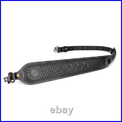 TOURBON Leather Rifle Sling Gun Strap Shooting Thumb Rest Adjustable Black/Brown