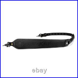 TOURBON Leather Rifle Sling Gun Strap Shooting Thumb Rest Adjustable Black/Brown