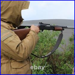 TOURBON Leather Rifle Sling Gun Strap Shooting Thumb Rest Adjustable Black/Brown