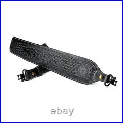 TOURBON Leather Rifle Sling Gun Strap Shooting Thumb Rest Adjustable Black/Brown