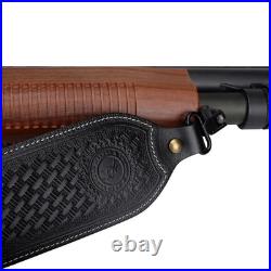TOURBON Leather Rifle Sling Gun Strap Shooting Thumb Rest Adjustable Black/Brown