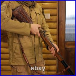 TOURBON Retro Leather No Drill Gun Sling Strap + Rifle Stock Cover Recoil Pad