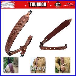 TOURBON Retro Leather Rifle Sling Gun Carry Strap Finger Rest Hunting withSwivels