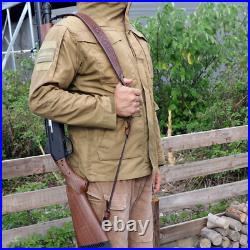 TOURBON Retro Leather Rifle Sling Gun Carry Strap Finger Rest Hunting withSwivels