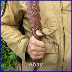 TOURBON Retro Leather Rifle Sling Gun Carry Strap Finger Rest Hunting withSwivels