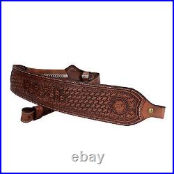 TOURBON Retro Leather Rifle Sling Gun Carry Strap Finger Rest Hunting withSwivels