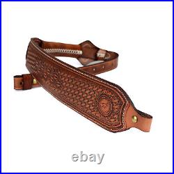 TOURBON Retro Leather Rifle Sling Gun Carry Strap Finger Rest Hunting withSwivels