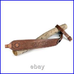 TOURBON Retro Leather Rifle Sling Gun Carry Strap Finger Rest Hunting withSwivels
