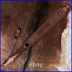 TOURBON Retro Leather Rifle Sling Gun Carry Strap Finger Rest Hunting withSwivels