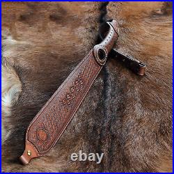 TOURBON Retro Leather Rifle Sling Gun Carry Strap Finger Rest Hunting withSwivels