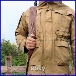 TOURBON Retro Leather Rifle Sling Gun Carry Strap Finger Rest Hunting withSwivels