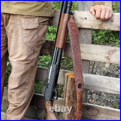 TOURBON Retro Leather Rifle Sling Gun Carry Strap Finger Rest Hunting withSwivels