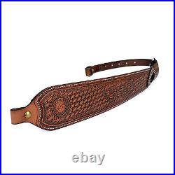 TOURBON Retro Leather Rifle Sling Gun Carry Strap Finger Rest Hunting withSwivels