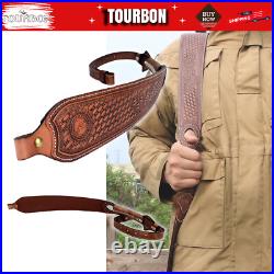 TOURBON Retro Leather Rifle Sling Padded Gun Carry Strap Shooting Rest Adjusted