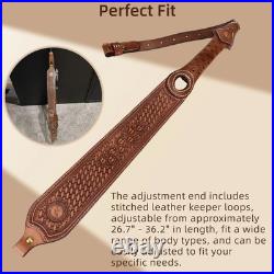 TOURBON Retro Leather Rifle Sling Padded Gun Carry Strap Shooting Rest Adjusted