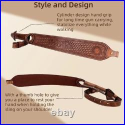 TOURBON Retro Leather Rifle Sling Padded Gun Carry Strap Shooting Rest Adjusted