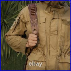 TOURBON Vintage Leather Ammo Holder Rifle Sling Adjustable Hunting Gun Strap wit