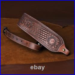 TOURBON Vintage Leather Gun Sling + Rifle Buttstock Cover Recoil Pad Ammo Holder