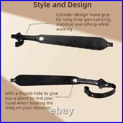 TOURBON Vintage Leather Rifle Sling Hunting Gun Strap Shotgun Thumb Loop+Swivels