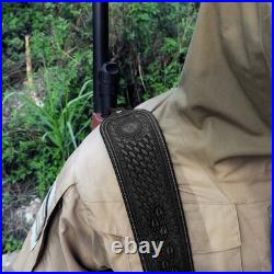 TOURBON Vintage Leather Rifle Sling Hunting Gun Strap Shotgun Thumb Loop+Swivels