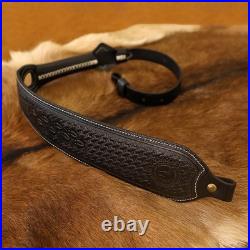 TOURBON Vintage Leather Rifle Sling Hunting Gun Strap Shotgun Thumb Loop+Swivels